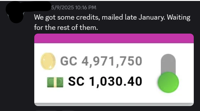 Client proof - GC 4.9M and SC 1,030.40 credited